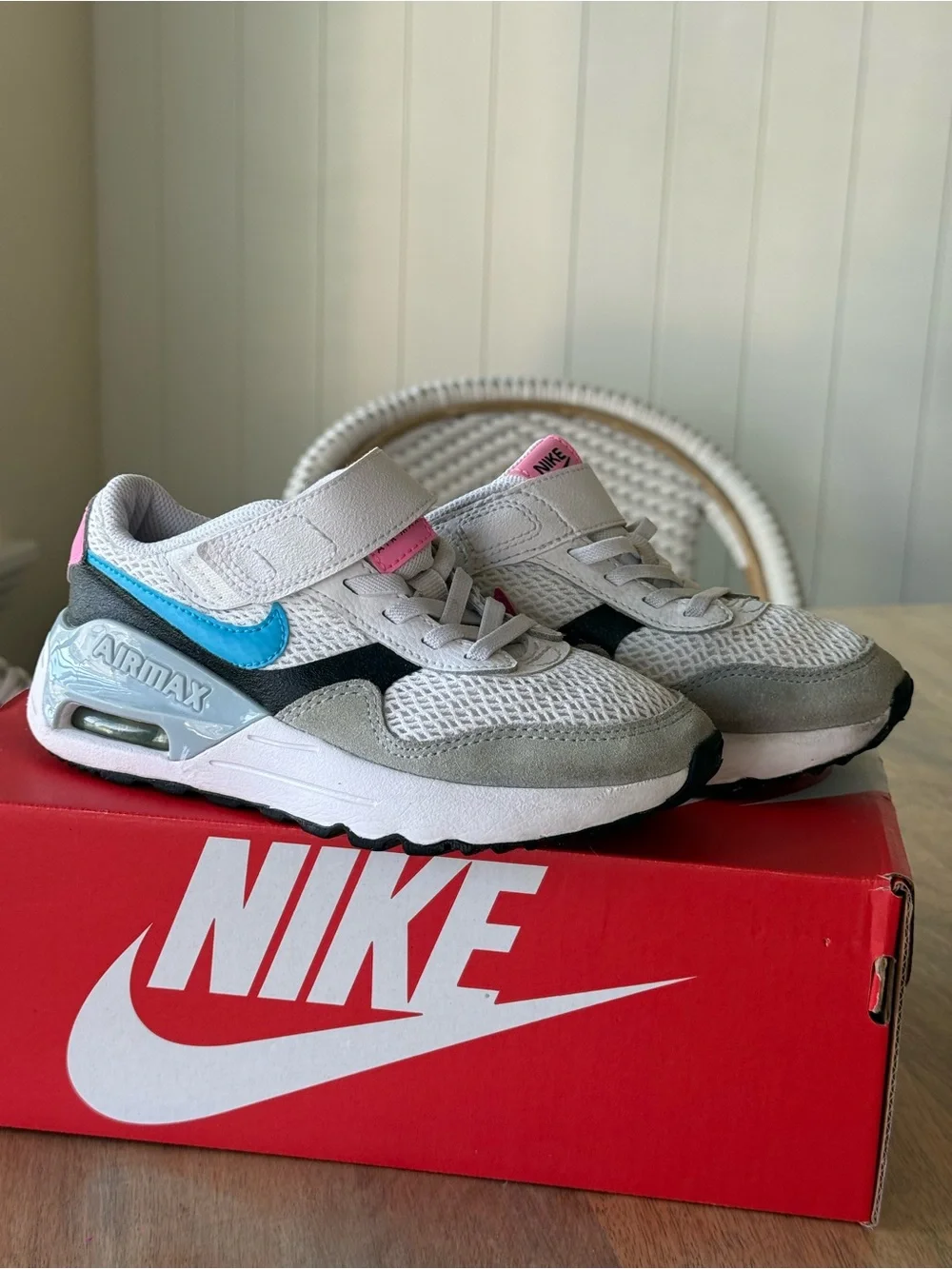 Nike Kids Air Max Sneakers - White, Gray, Blue & Pink
